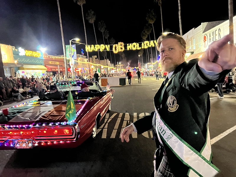 Friendly Sons march in the Ocean Beach Holiday parade 2024