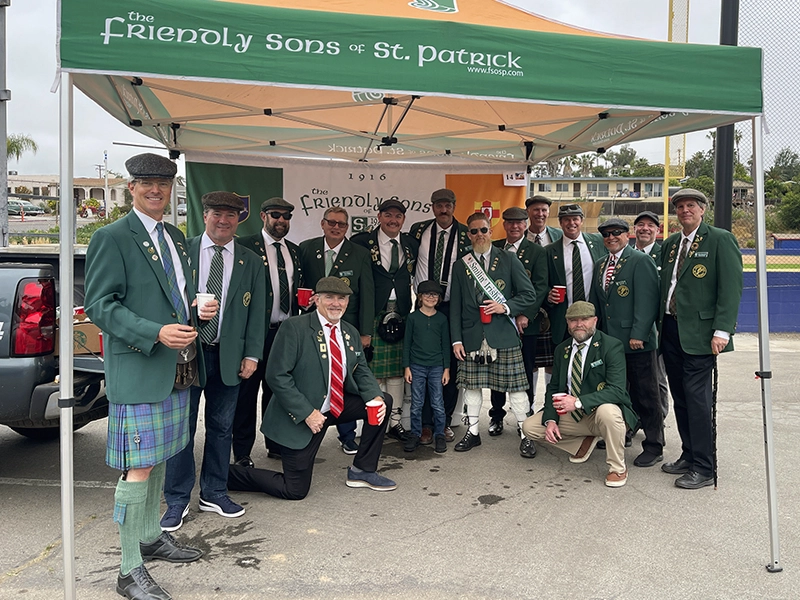 The Friendly Sons march in the La Mesa Flag Day Parade 2023